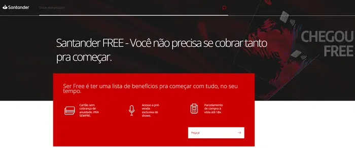 Solicitar o cartão Santander Free